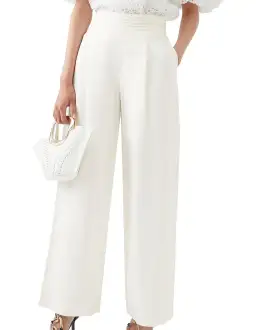 Aje Tate Linen Bland Wide Leg Pant white size 10 for rent on The Volte - image 4