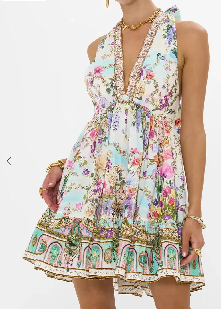 Camilla X Wicked Ruffle Hem Halter Short Dress Munchkinland Size S (10) - Image 3