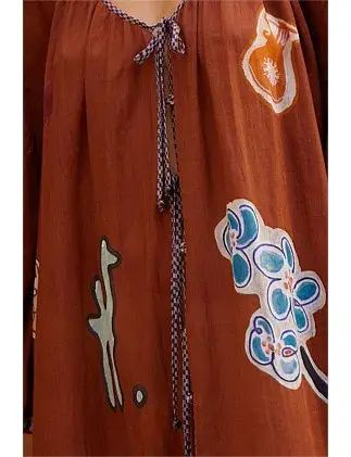 Alemais LAURENCE TIE FRONT SHIRTDRESS Brown Size 14 for rent on The Volte - main image