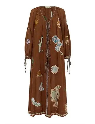 Alemais LAURENCE TIE FRONT SHIRTDRESS Brown Size 14 for rent on The Volte - main image