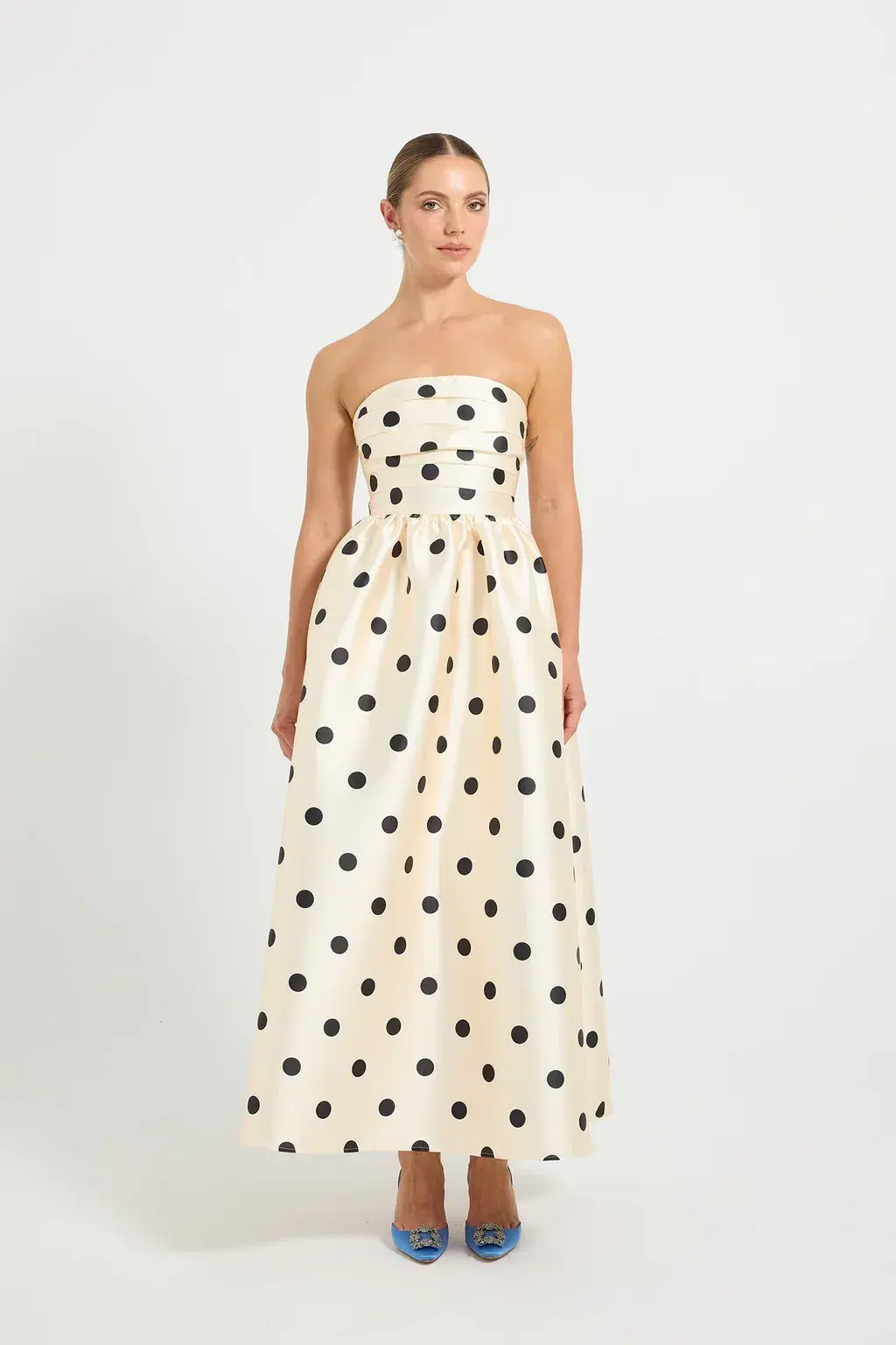 Pasduchas Dottie Strapless Midi Dress Size 6 for rent on The Volte - main image