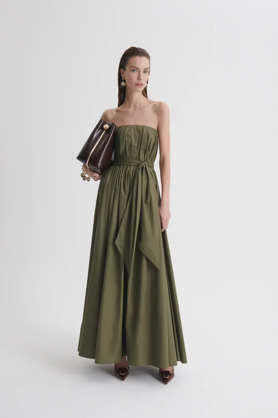 Scanlan Theodore Parachute Crepe Gown Green - Image 1