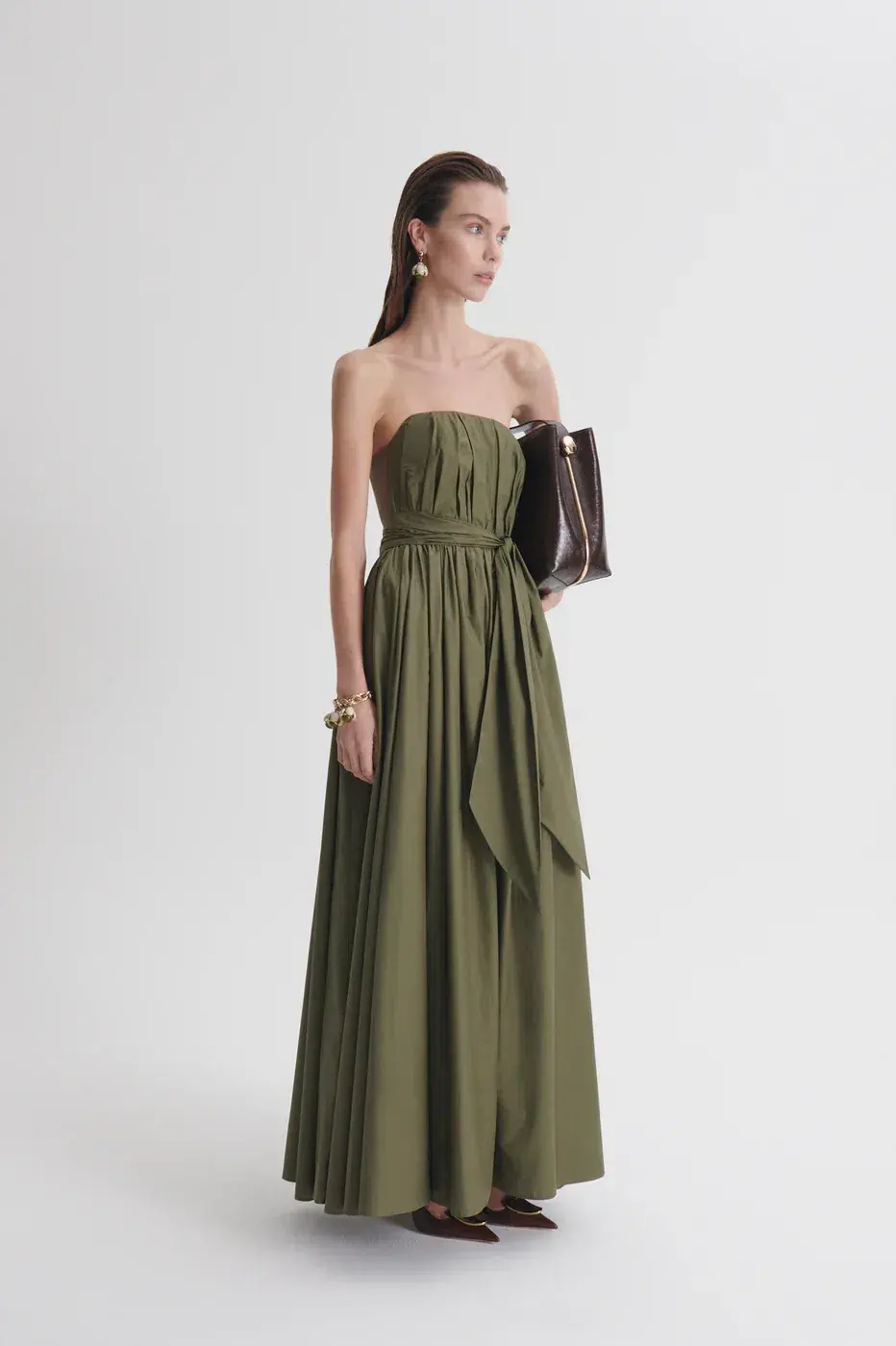 Scanlan Theodore Parachute Crepe Gown Green - Image 3