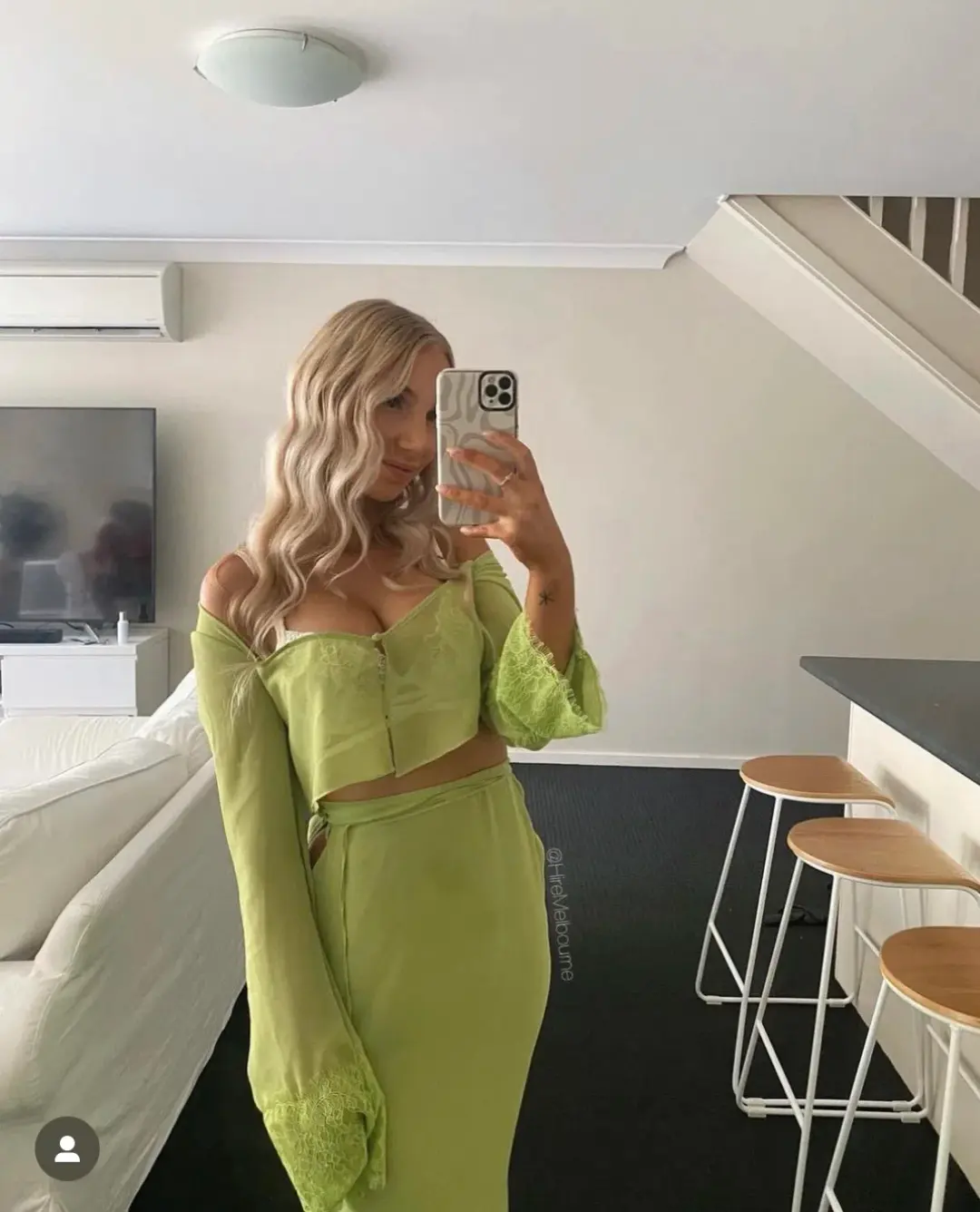 House of CB Tara Top and Madeline Skirt in Green for rent on The Volte - main image