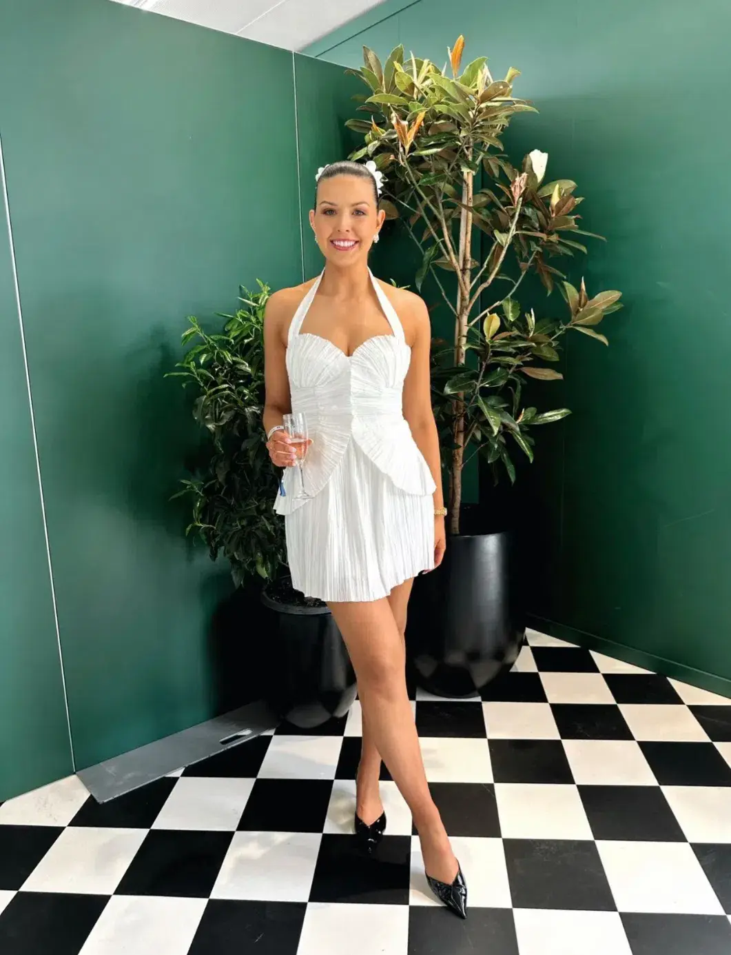 Sheike Peyton Pleated Mini Dress in Ivory Size 8 - Image 1
