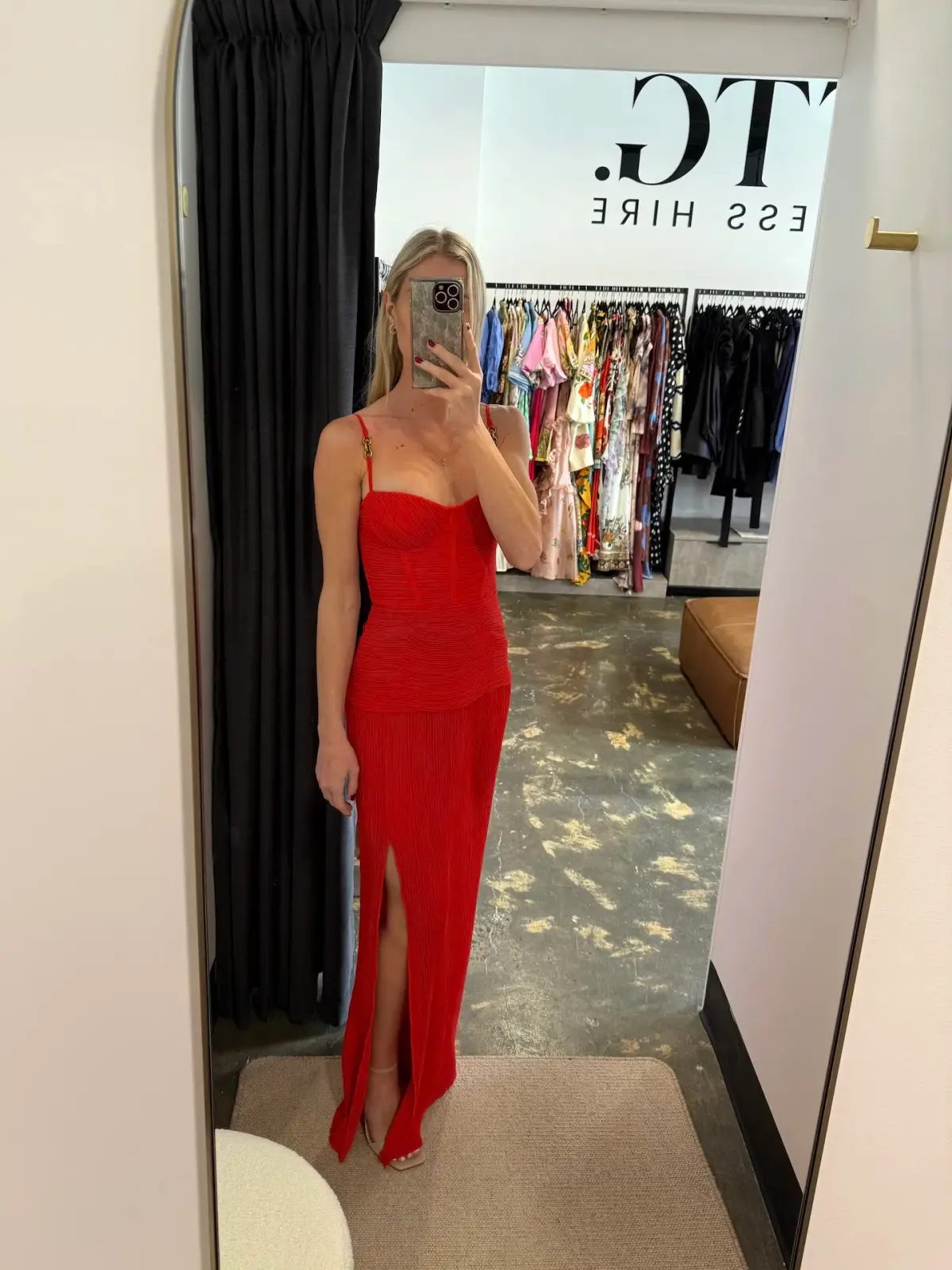 Manning Cartell Double Time Pleat Maxi / Red / Size 8 - Image 1