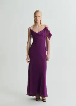 M.N.G Draped dress with flower detail Purple Size M for rent on The Volte - image 1