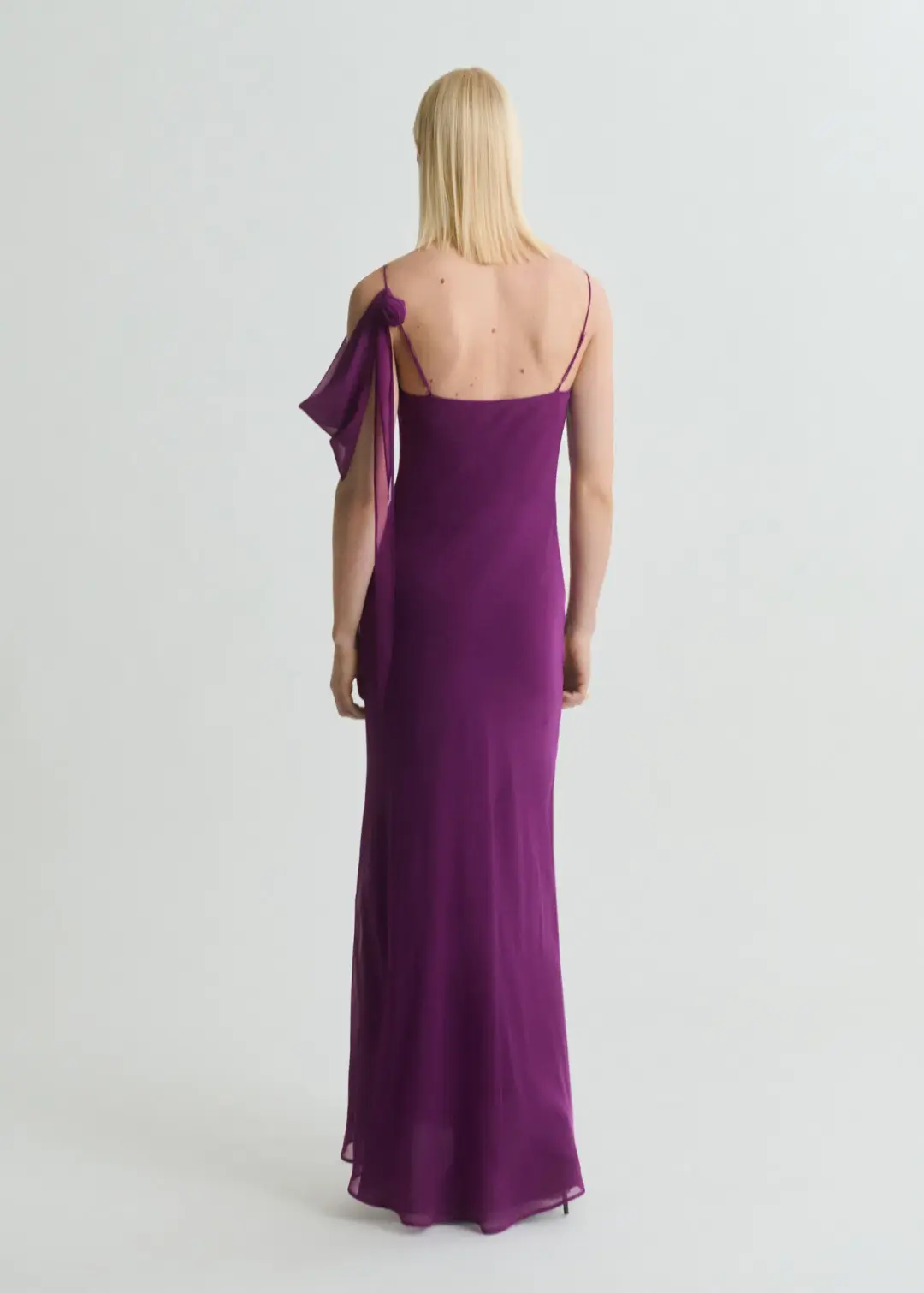 M.N.G Draped dress with flower detail Purple Size M for rent on The Volte - main image
