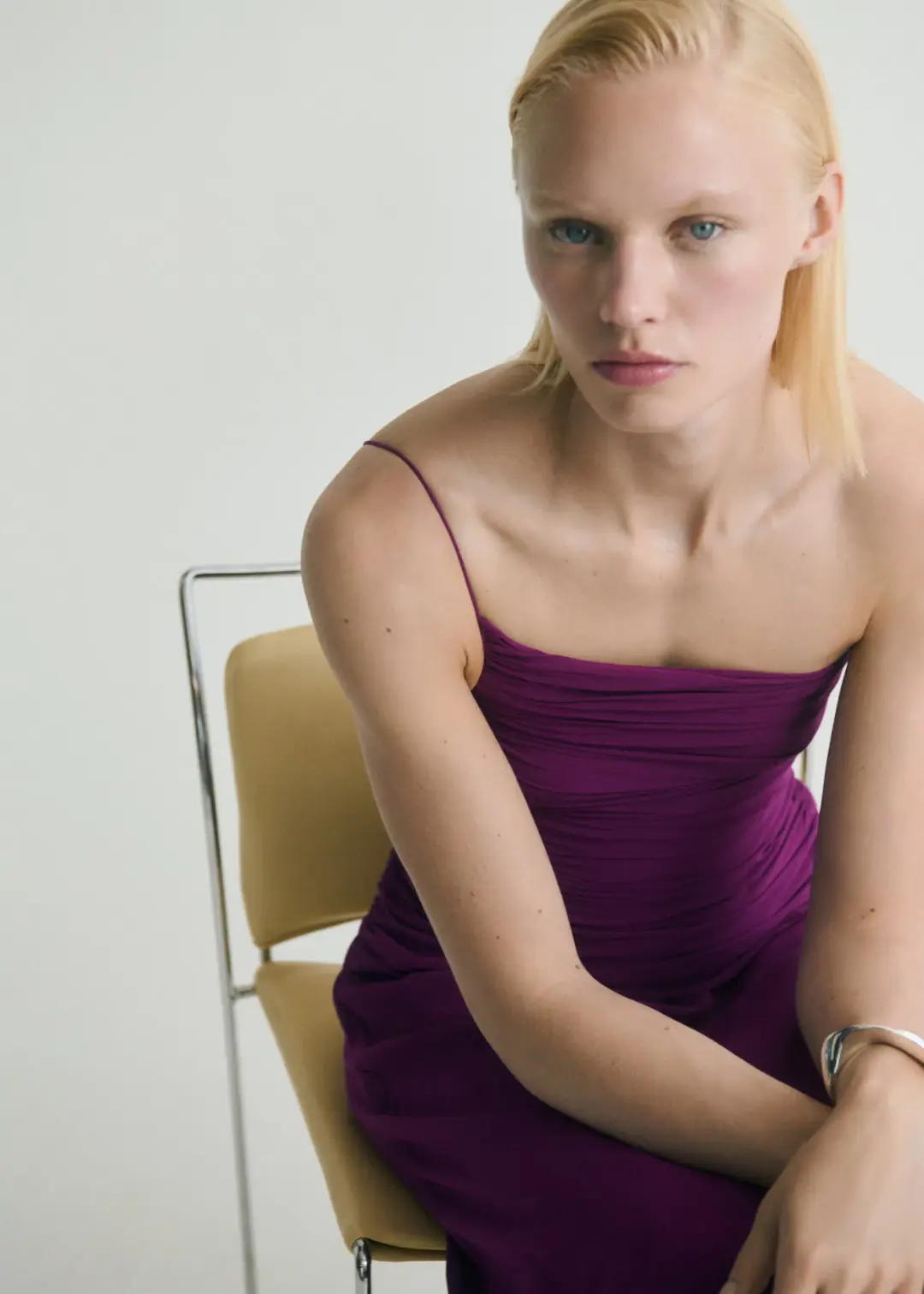 M.N.G Amina Asymmetrical Midi Dress Deep Purple Size M for rent on The Volte - main image