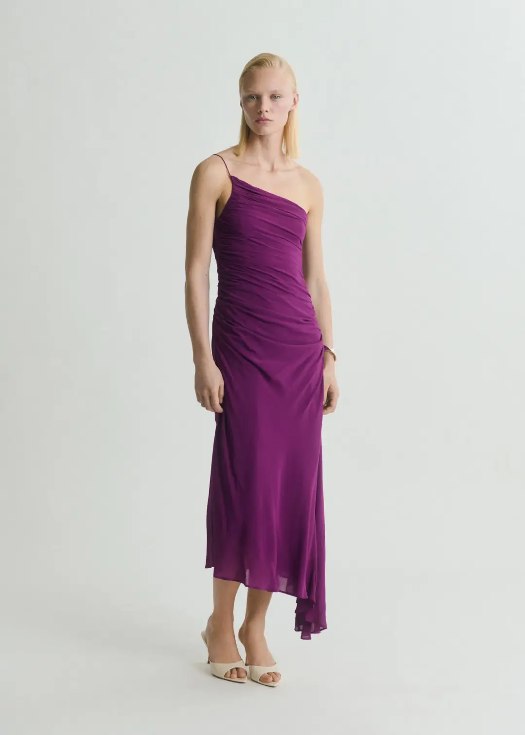 M.N.G Amina Asymmetrical Midi Dress Deep Purple Size M for rent on The Volte - main image