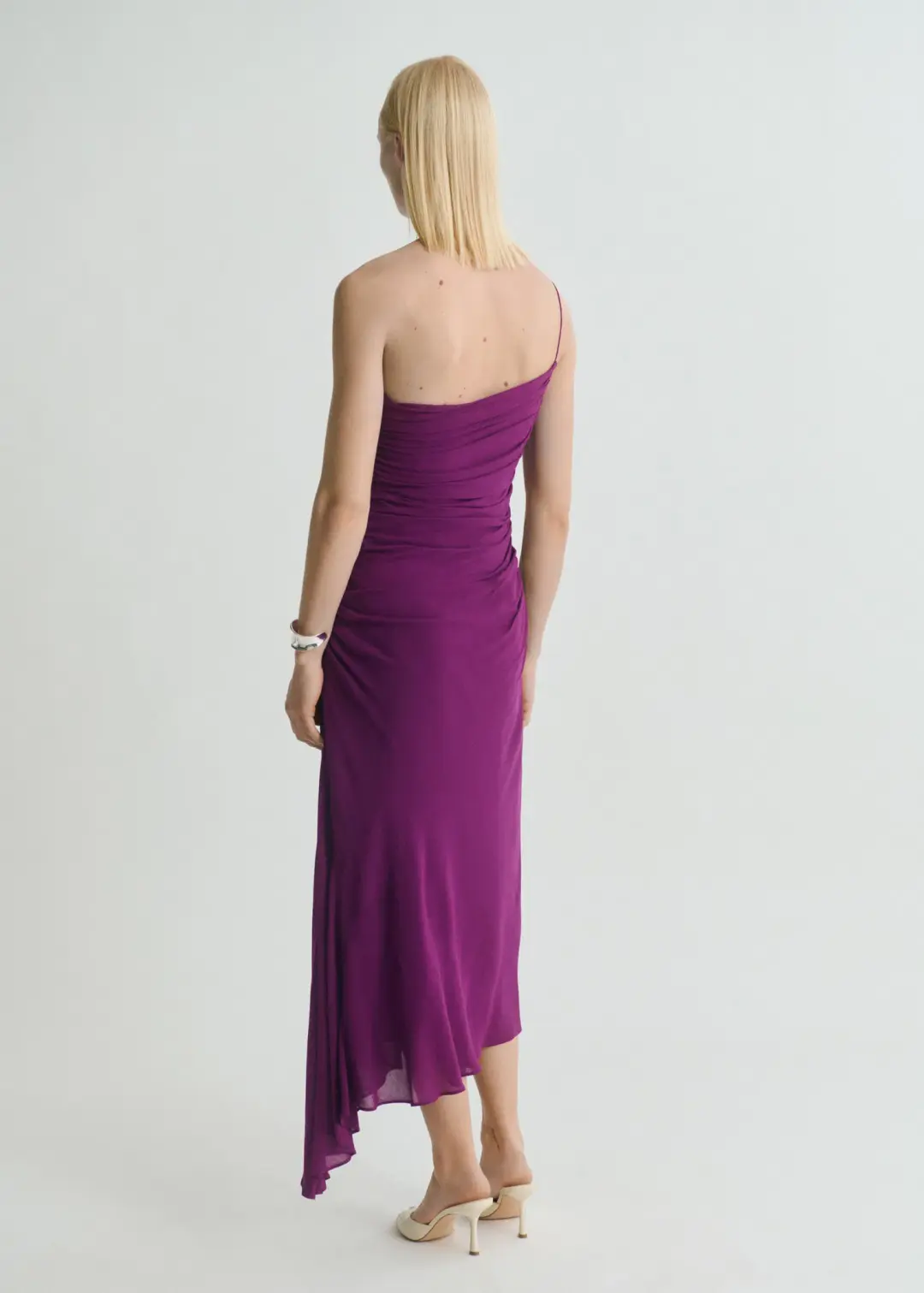M.N.G Amina Asymmetrical Midi Dress Deep Purple Size M for rent on The Volte - main image