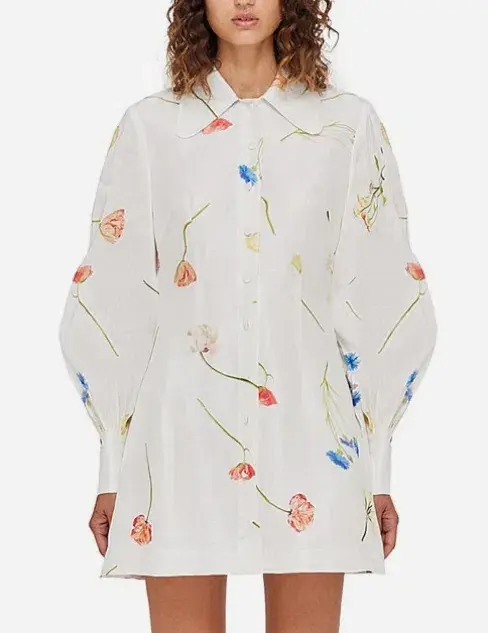 Leo Lin The Fields Linen Mini Dress size 10 for rent on The Volte - main image