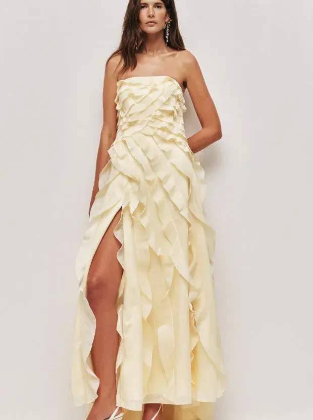 Aje Allaire Gown in Butter Yellow Size 8 - Image 1
