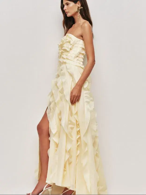 Aje Allaire Gown in Butter Yellow Size 8 - Image 2