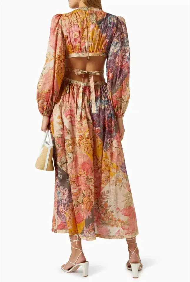 Zimmermann Pattie Patchwork Cutout Long Dress Size 0 / AU 8 - Image 3