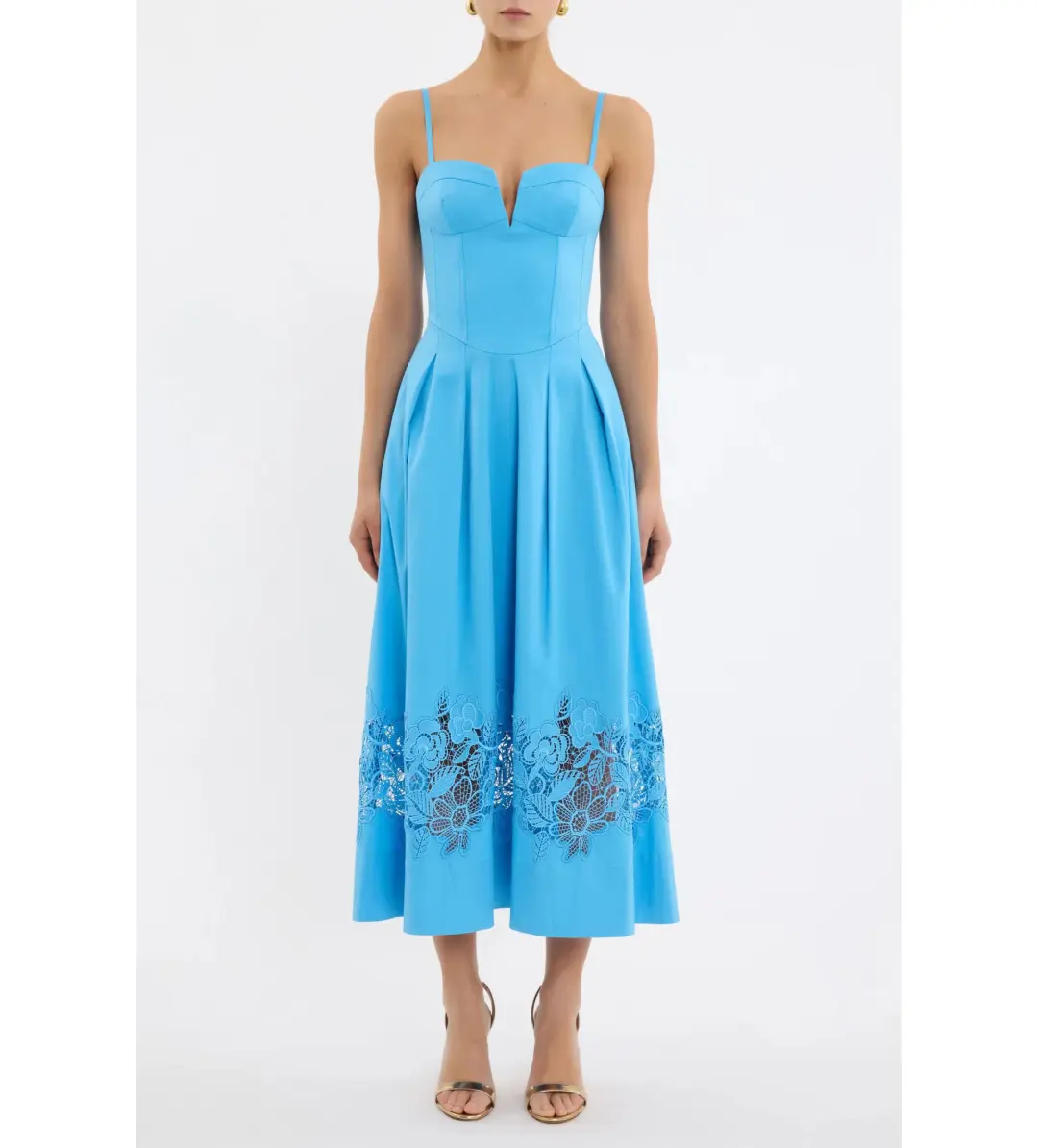 Rebecca Vallance Montreux Midi Dress Light Blue Size AU 12 for rent on The Volte - main image