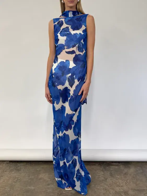 By Nicola Juno Maxi Dress in Blue Petal Size 8 for rent on The Volte - main image