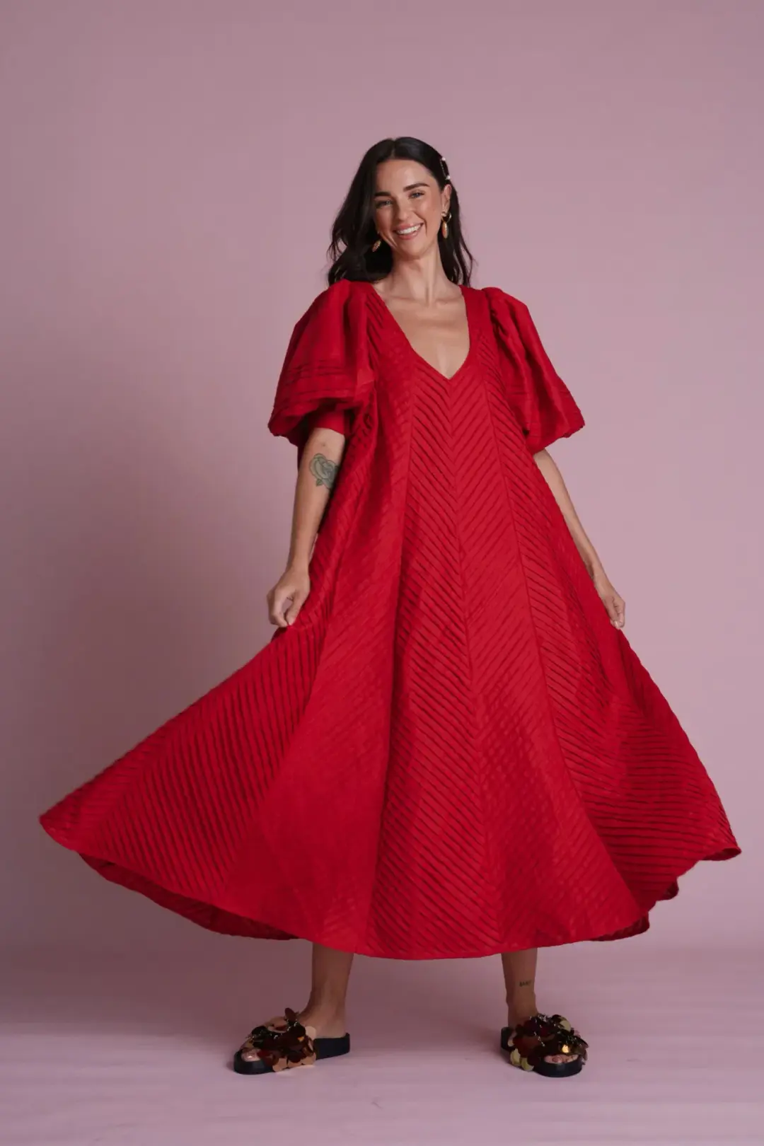 Odet Cherie Chevron muma rouge midi SIZE XXL for rent on The Volte - main image