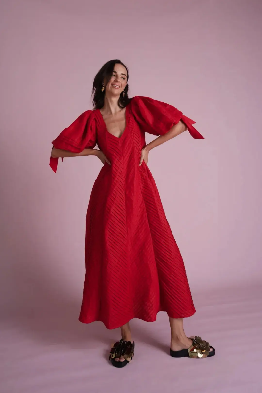 Odet Cherie Chevron muma rouge midi SIZE XXL for rent on The Volte - main image