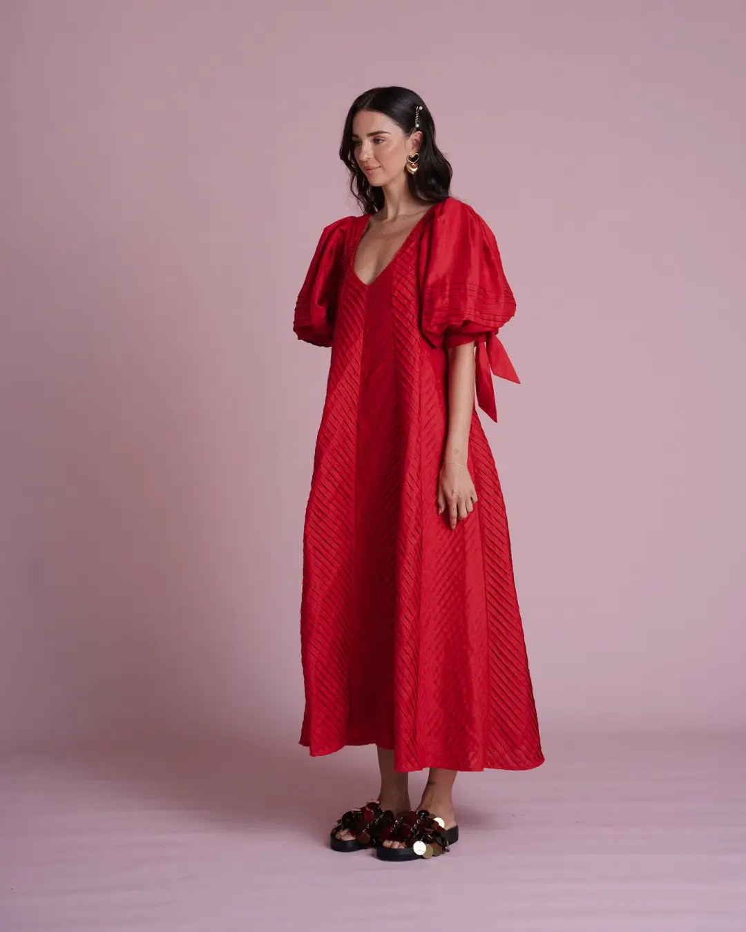 Odet Cherie Chevron muma rouge midi SIZE XXL for rent on The Volte - main image