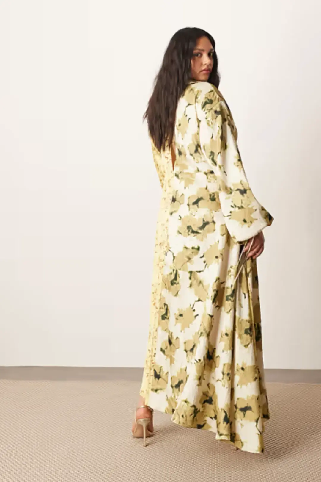 Arrange Crinkle Satin Long Sleeve midi dress SIZE uk 20 for rent on The Volte - main image