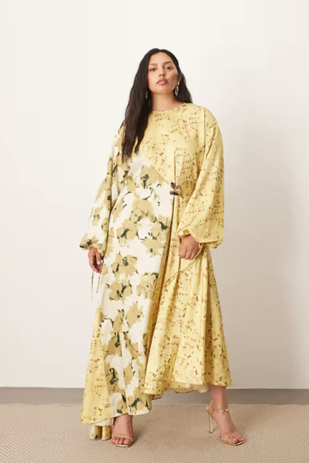 Arrange Crinkle Satin Long Sleeve midi dress SIZE uk 20 for rent on The Volte - main image