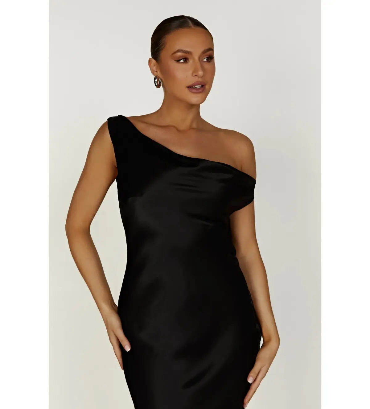 Meshki Yvette Slip Maxi Dress with Asymmetrical Hem Black Size S AU 8 - Image 2