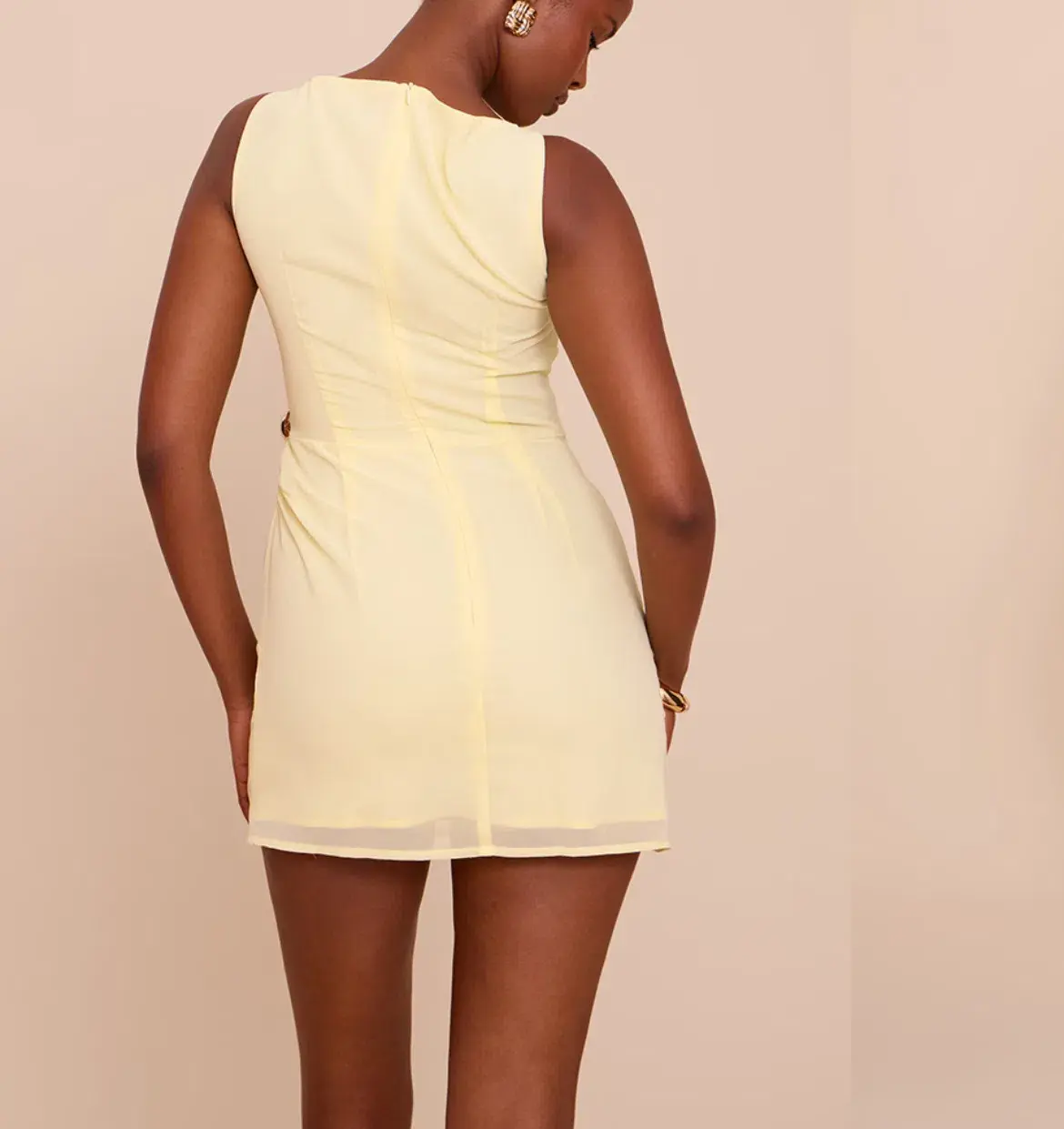 LEMON CHIFFON TRIM DETAIL MINI DRESS - 6 - Image 3