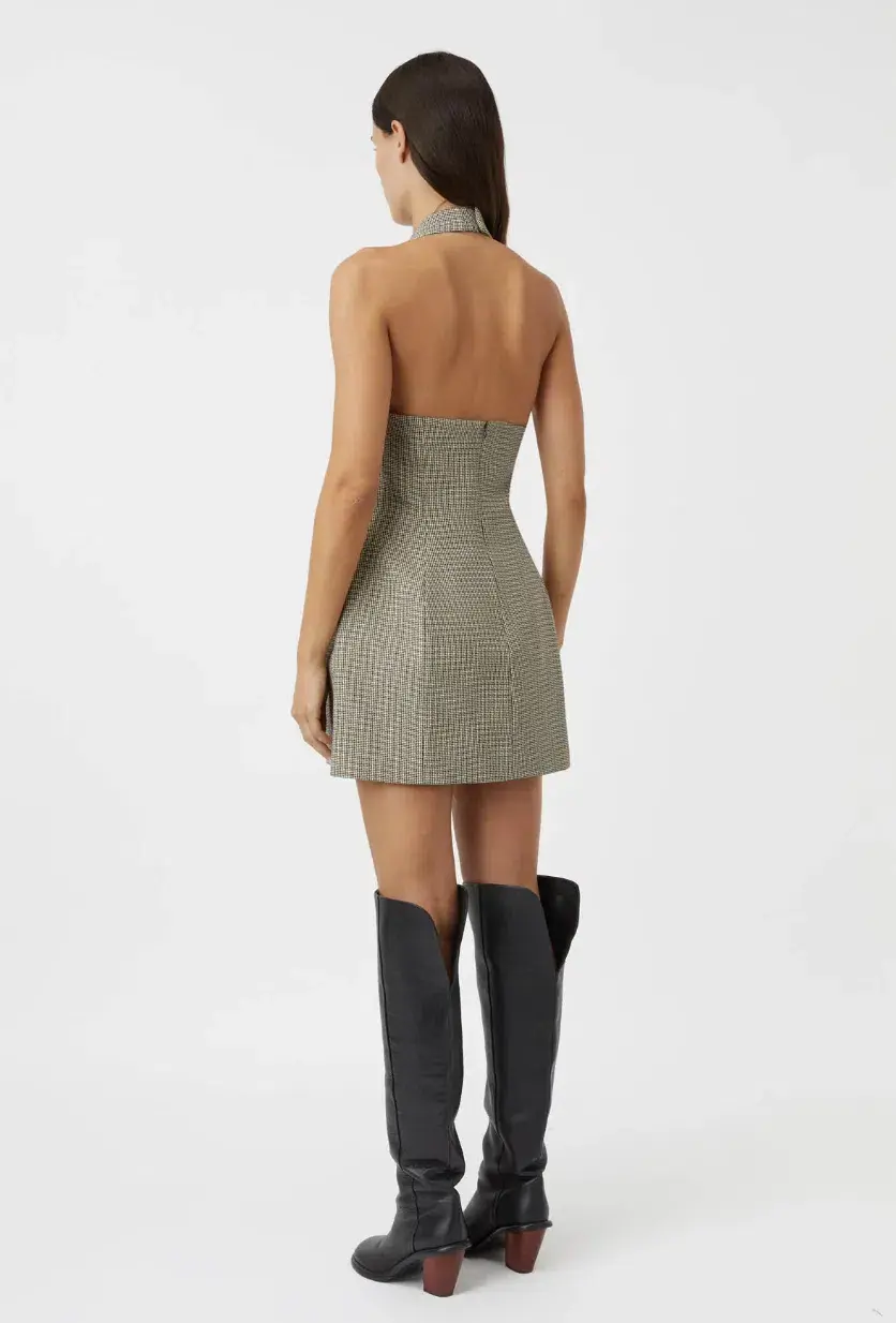 Camilla and Marc Banks Mini Dress in Black Houndstooth - Image 2