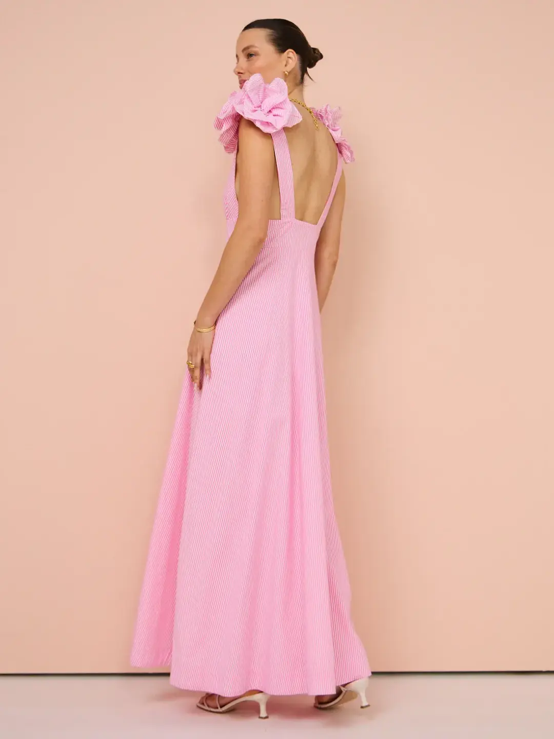 Aston Studio Eliza Dress in Fuschia Fine Stripe for rent on The Volte - main image