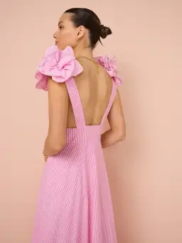 Aston Studio Eliza Dress in Fuschia Fine Stripe for rent on The Volte - image 5