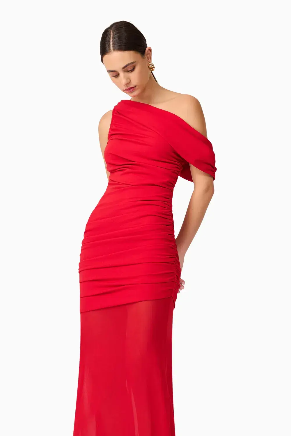 Elliatt Darya Asymmetrical Gown Red 12 - Image 3