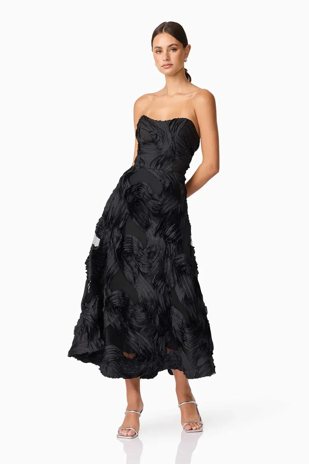 Elliatt Asher Sweetheart Midi Dress Black 8 for rent on The Volte - main image