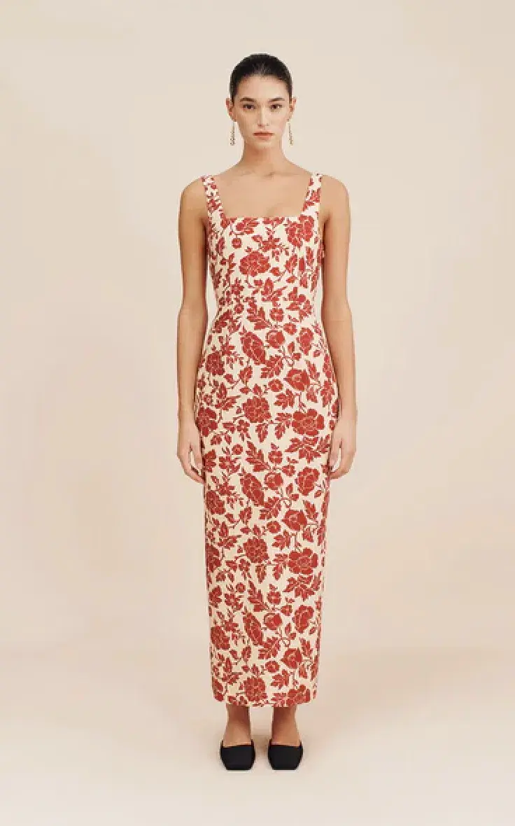 Skyla Column Dress - Scarlet Bloom for rent on The Volte - main image