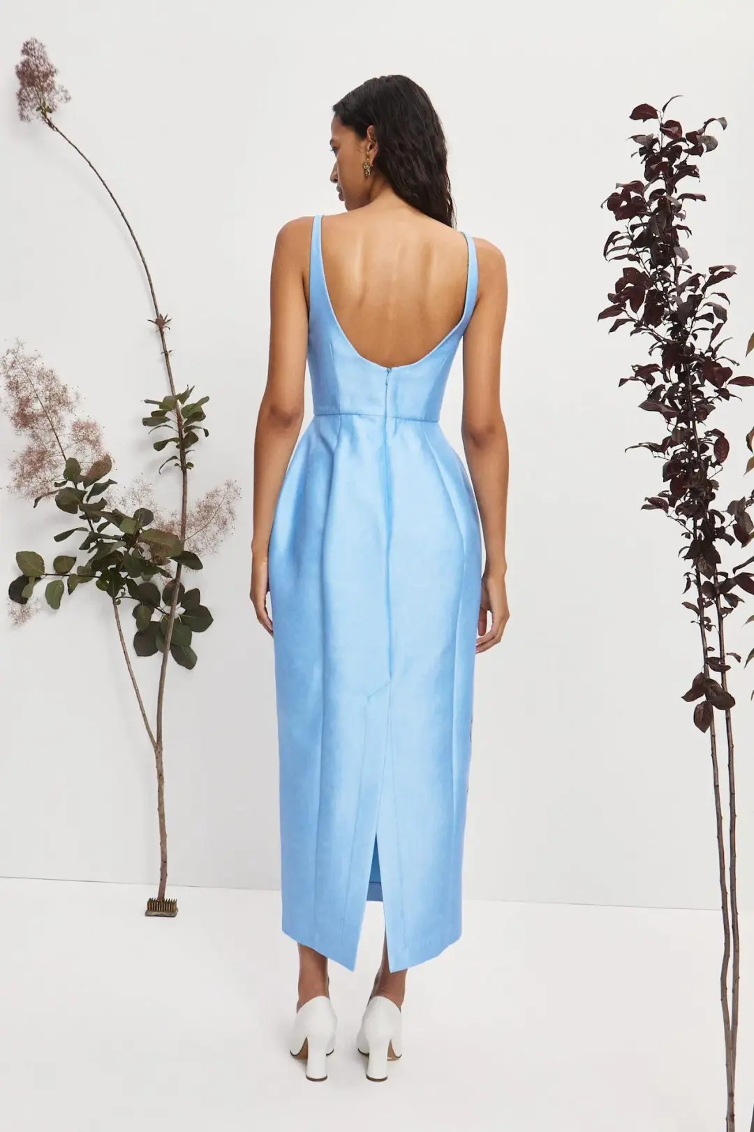 Alemais Donata Taffeta Midi Gown Sky Blue Floral Print Size AU 12 for rent on The Volte - main image