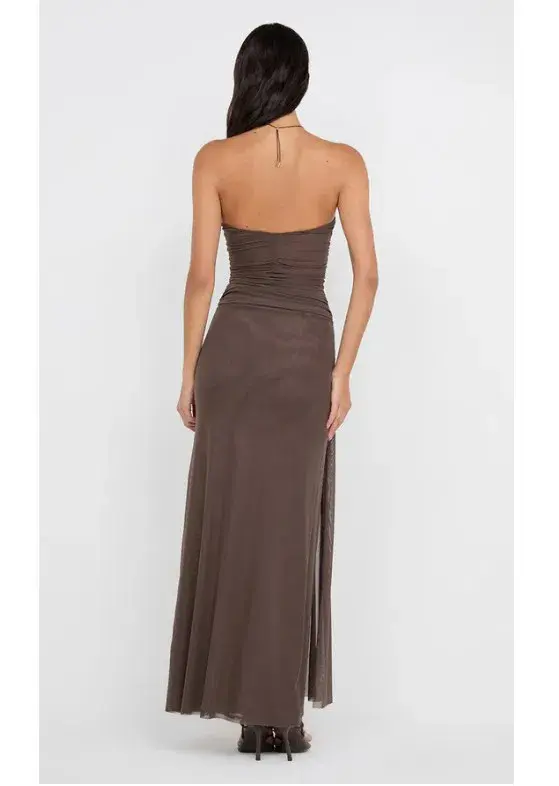 Bec & Bridge Ida Strapless Maxi Gown in Chocolate Brown Size AU 14 for rent on The Volte - main image
