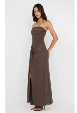 Bec & Bridge Ida Strapless Maxi Gown in Chocolate Brown Size AU 14 for rent on The Volte - image 2