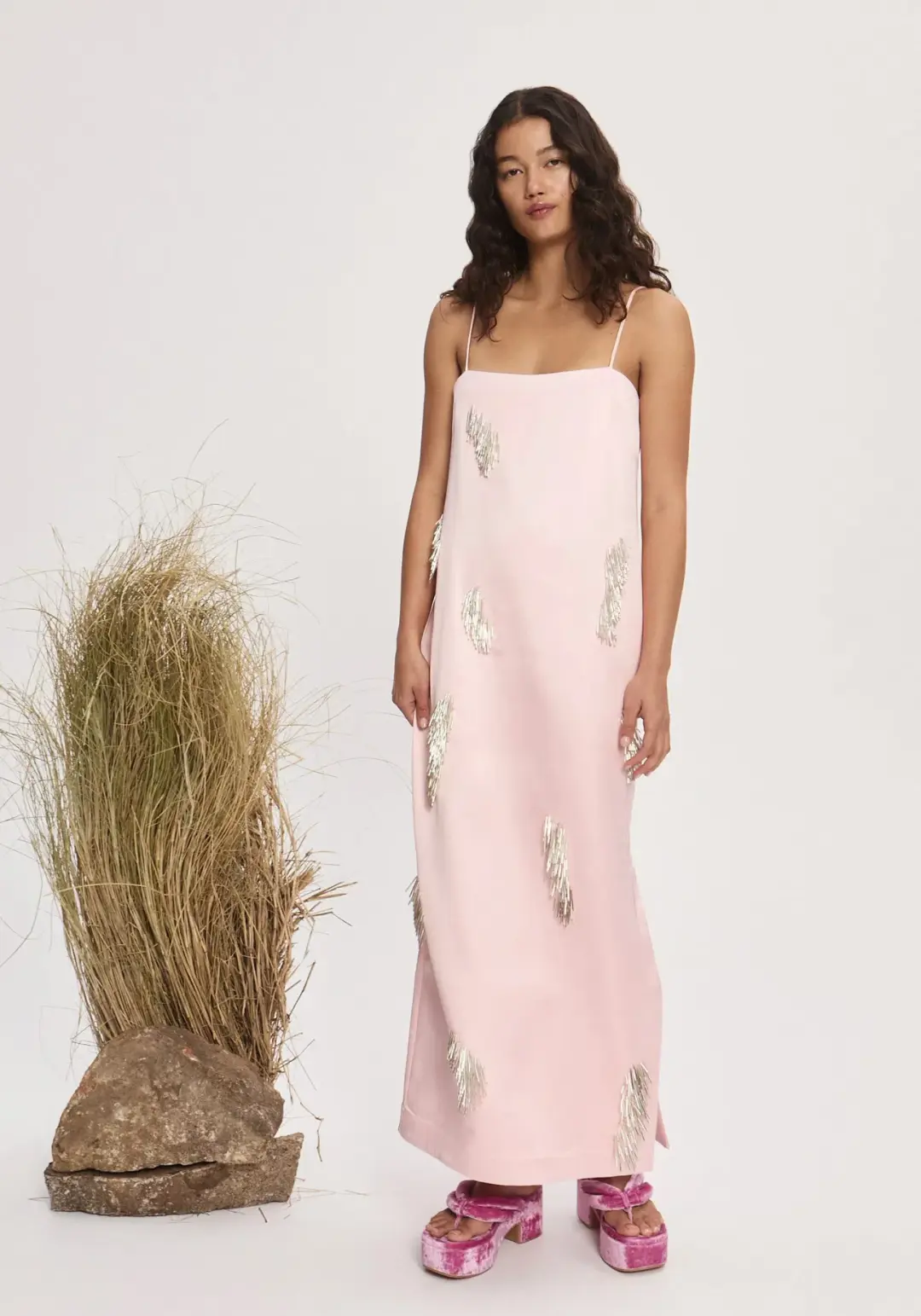 Alemais Cindy Embellished Slip Dress size 14 Pink for rent on The Volte - main image