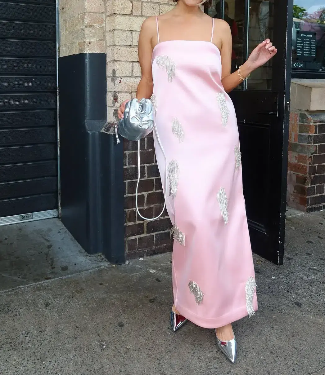 Alemais Cindy Embellished Slip Dress size 14 Pink for rent on The Volte - main image