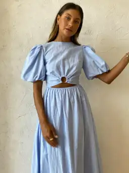 By Nicola Dahlia Ring Detail Maxi Dress In Sky for rent on The Volte - image 1