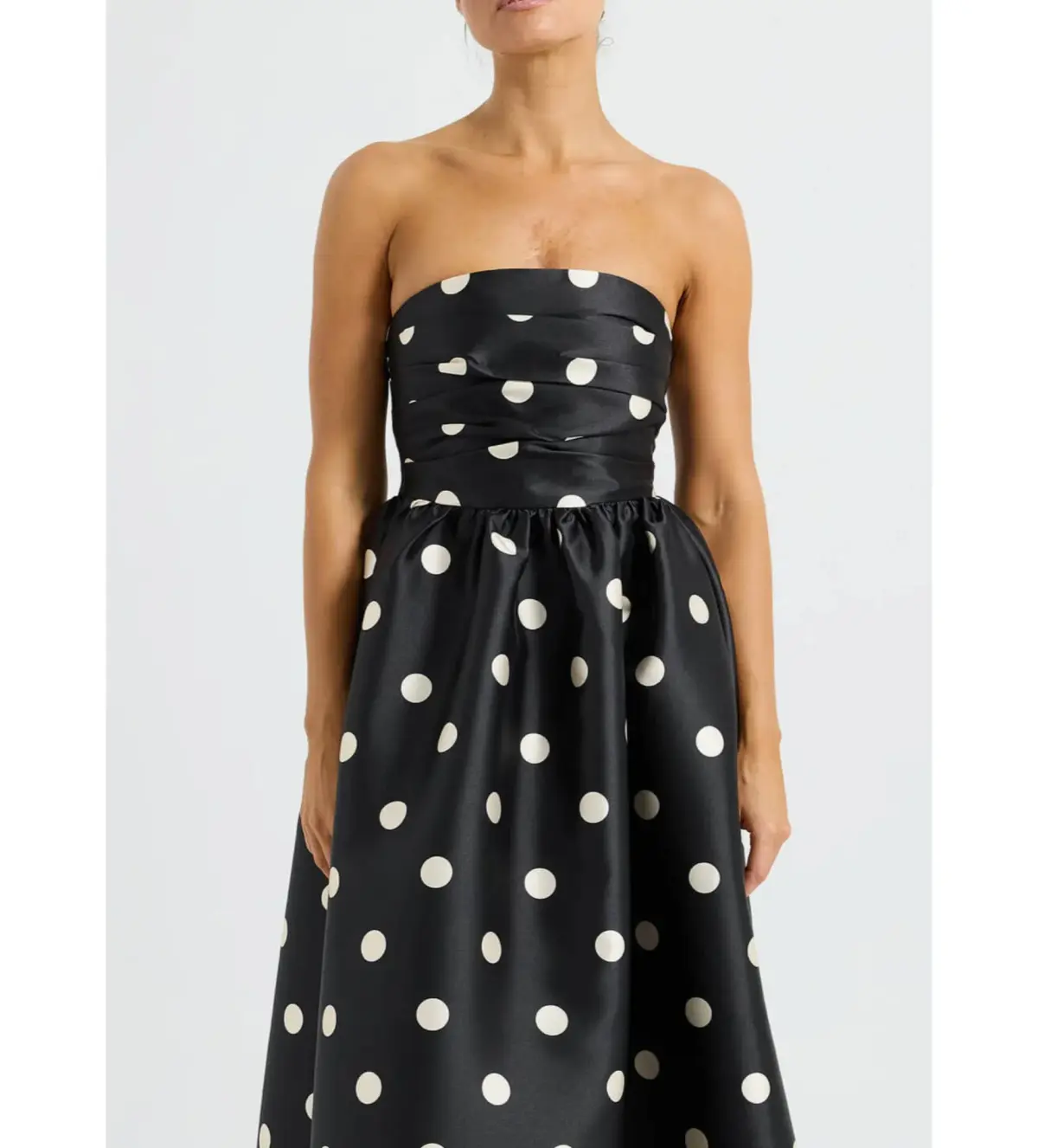 Pasduchas Dottie Strapless Midi Dress Black/Cream Size AU 10 - Image 4