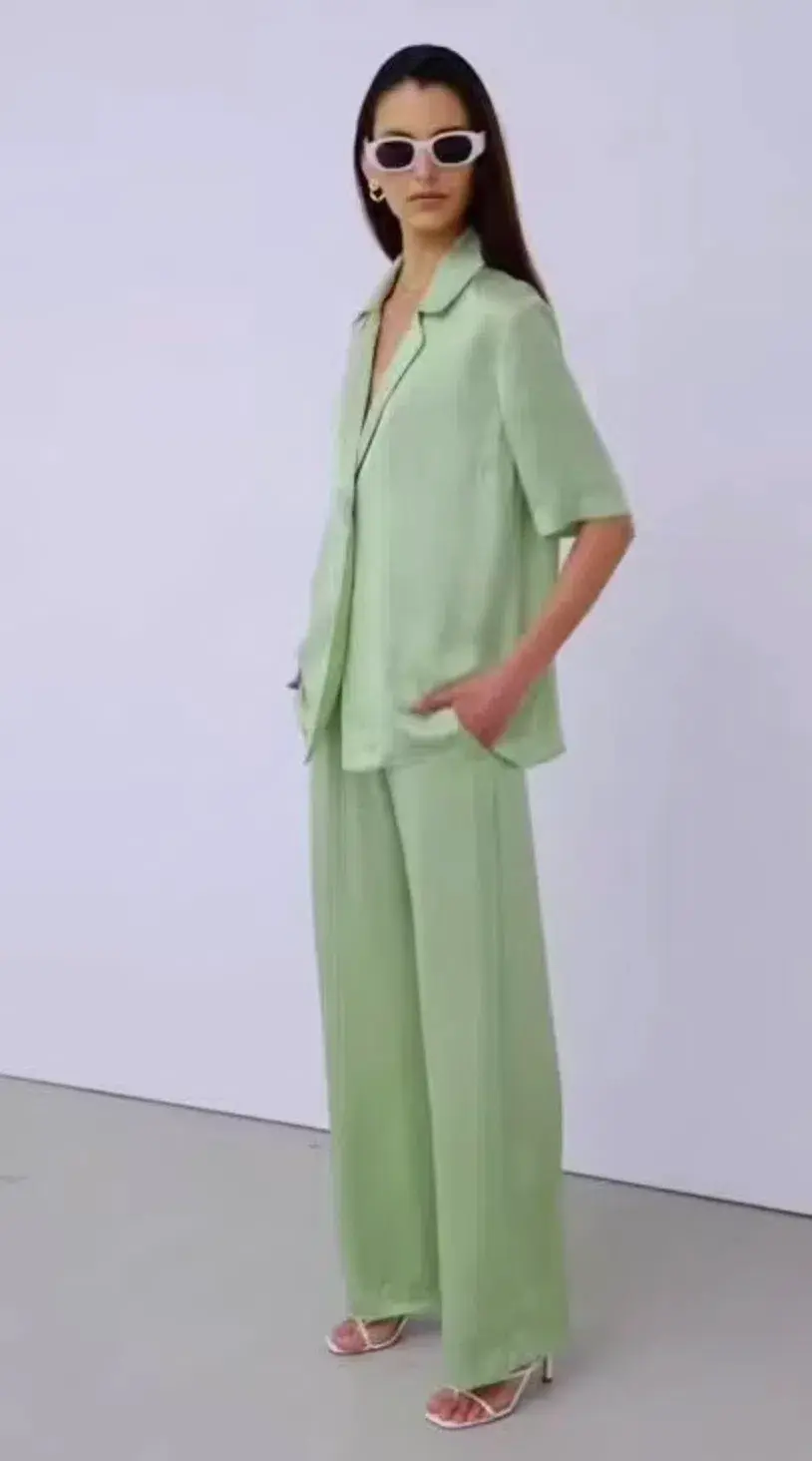 Viktoria and Woods Chorus Shirt & Pilot Pants Set Tarragon Size 0 (AU 6) for rent on The Volte - main image