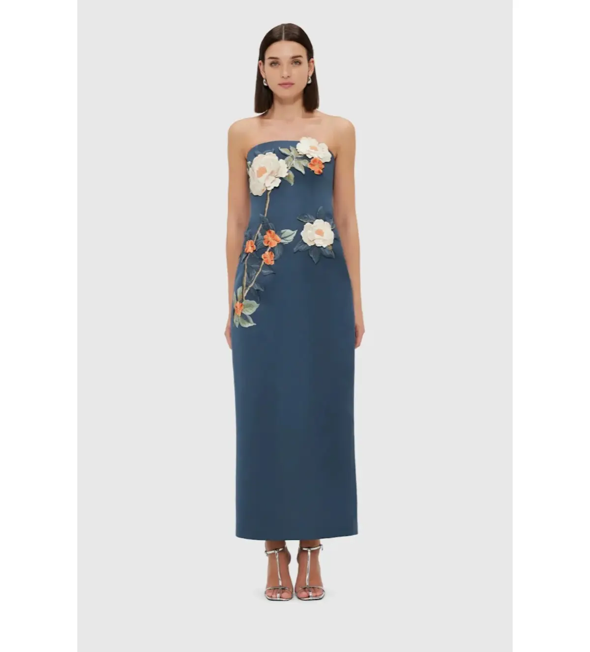 Leo Lin Rayna Appliqué Floral Bustier Maxi Dress Pear Blossom Size AU 12 - Image 1