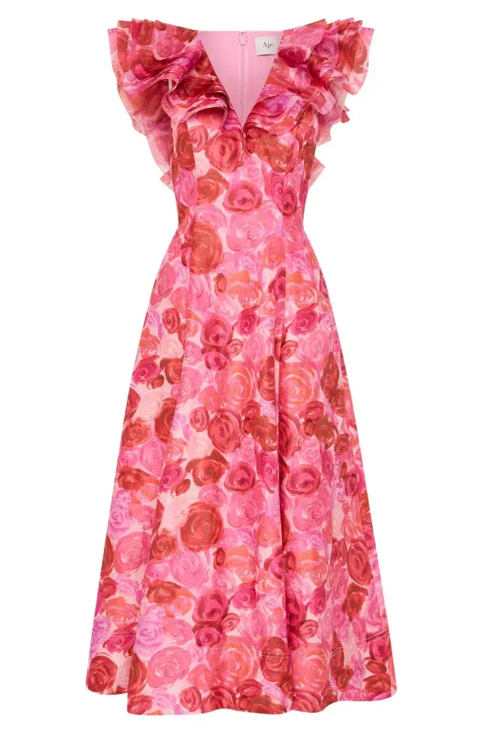 Aje enchanted plunged midi dress 10 for rent on The Volte - main image