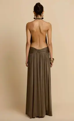 arcina ori, SANTINA DRESS KHAKI, maxi, size 8 for rent on The Volte - image 2