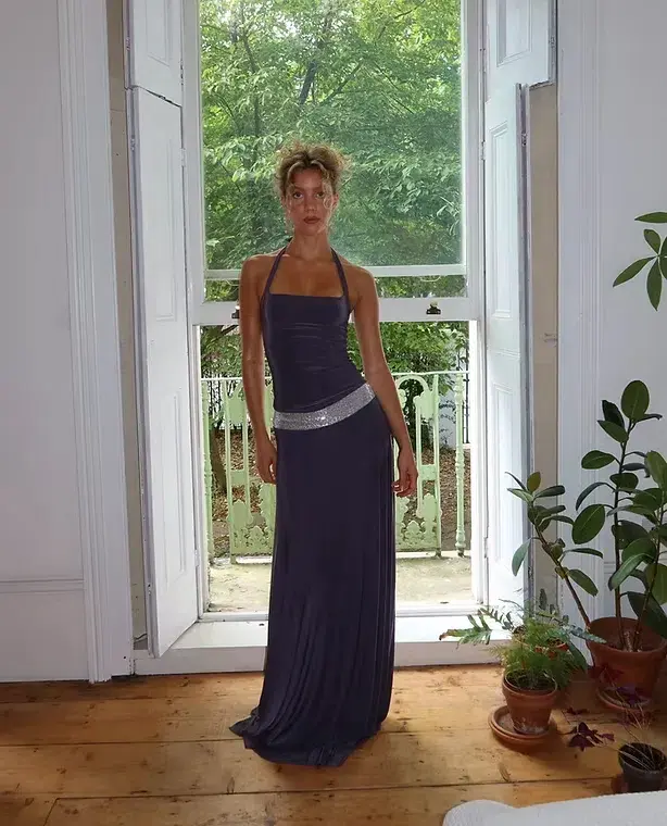 Sylavie Swimwear, Toscana Maxi Dress, Charcoal Grey, size 8 for rent on The Volte - main image