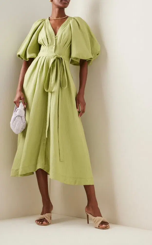 Aje Evermore Midi Dress Bayleaf Green Size XS / AU 4 - Image 2