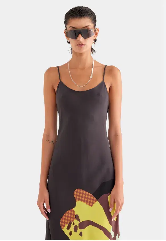 Venroy Hibiscus Sheer Silk Slip Dress - Image 2