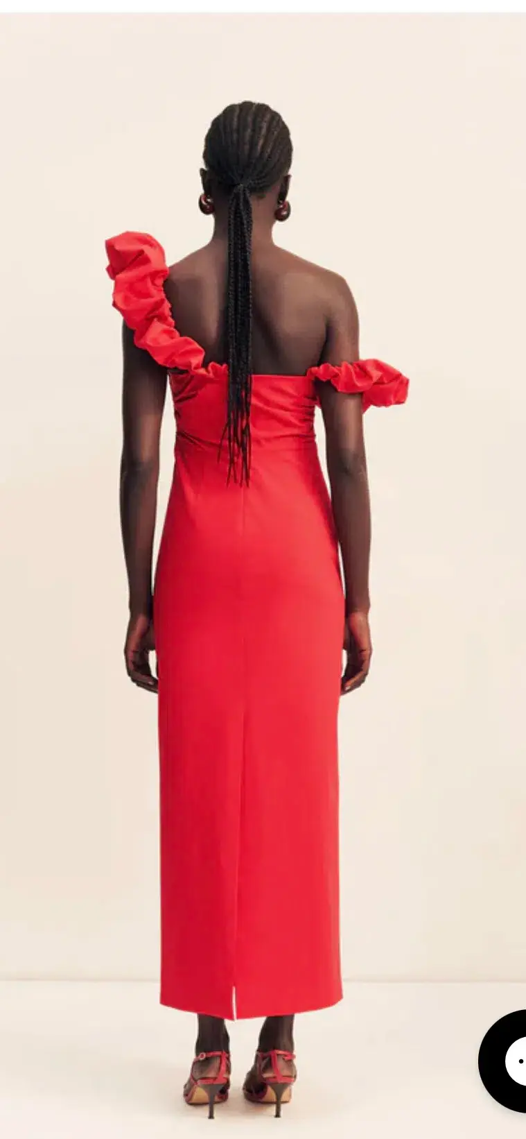 Shona Joy - Campbell Ruffle Draped Maxi Dress - Goji for rent on The Volte - main image