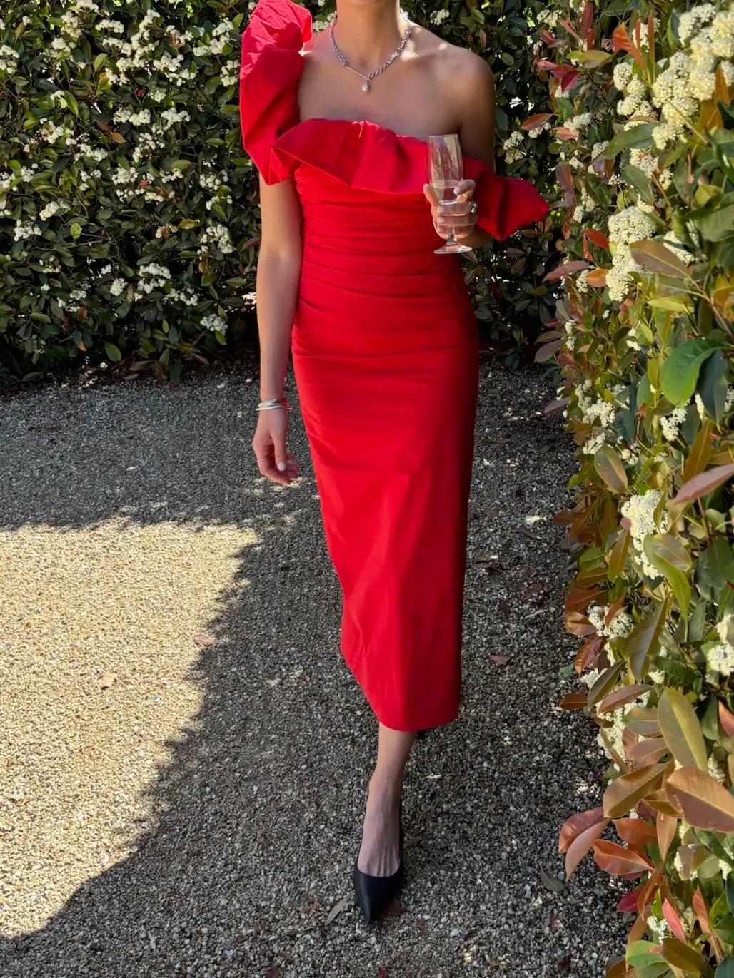 Shona Joy - Campbell Ruffle Draped Maxi Dress - Goji - Image 1